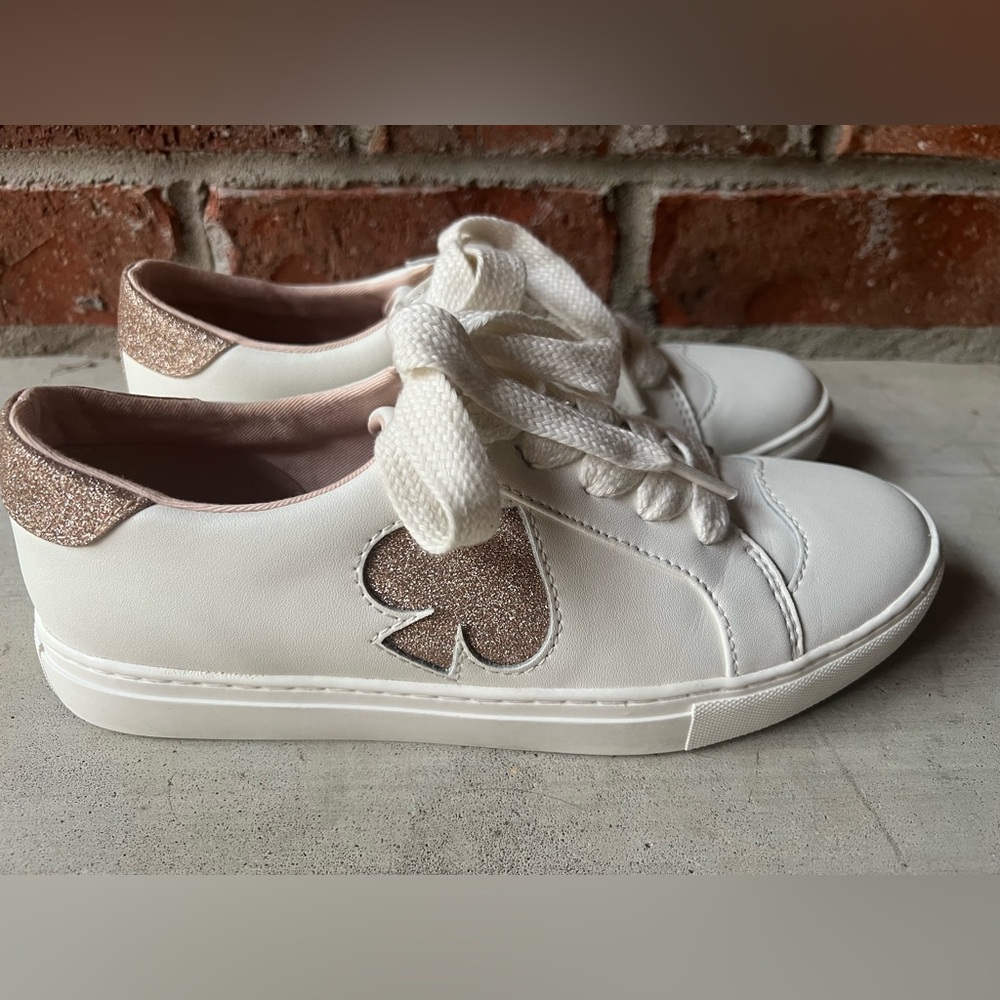 Kate Spade Cream and Gold Glitter Sneakers